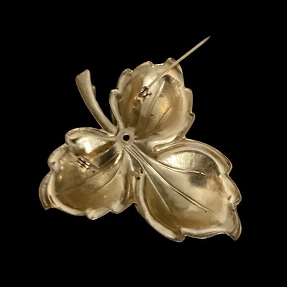 Vintage Oak Leaf Brooch Pin 2.5" Wide Gold Tone Unsigned - Picture 6 of 6